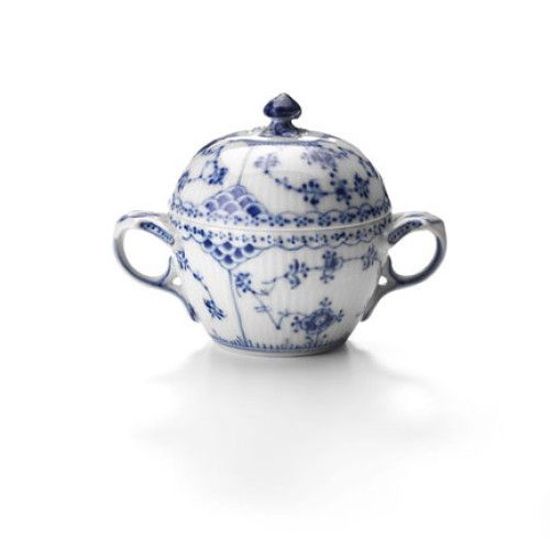 Royal Copenhagen Blue Fluted Half Lace Sugar Bowl 6.75 Oz | Gracious Style