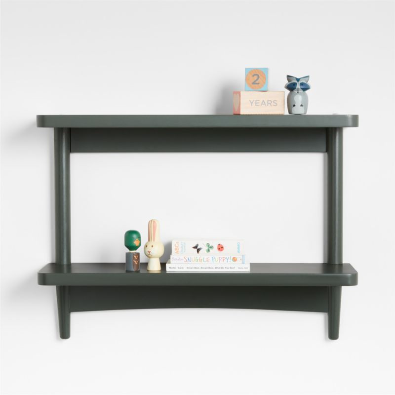 Hampshire Olive Green Wood 2-Tier Kids Wall Shelf + Reviews | Crate & Kids | Crate & Barrel