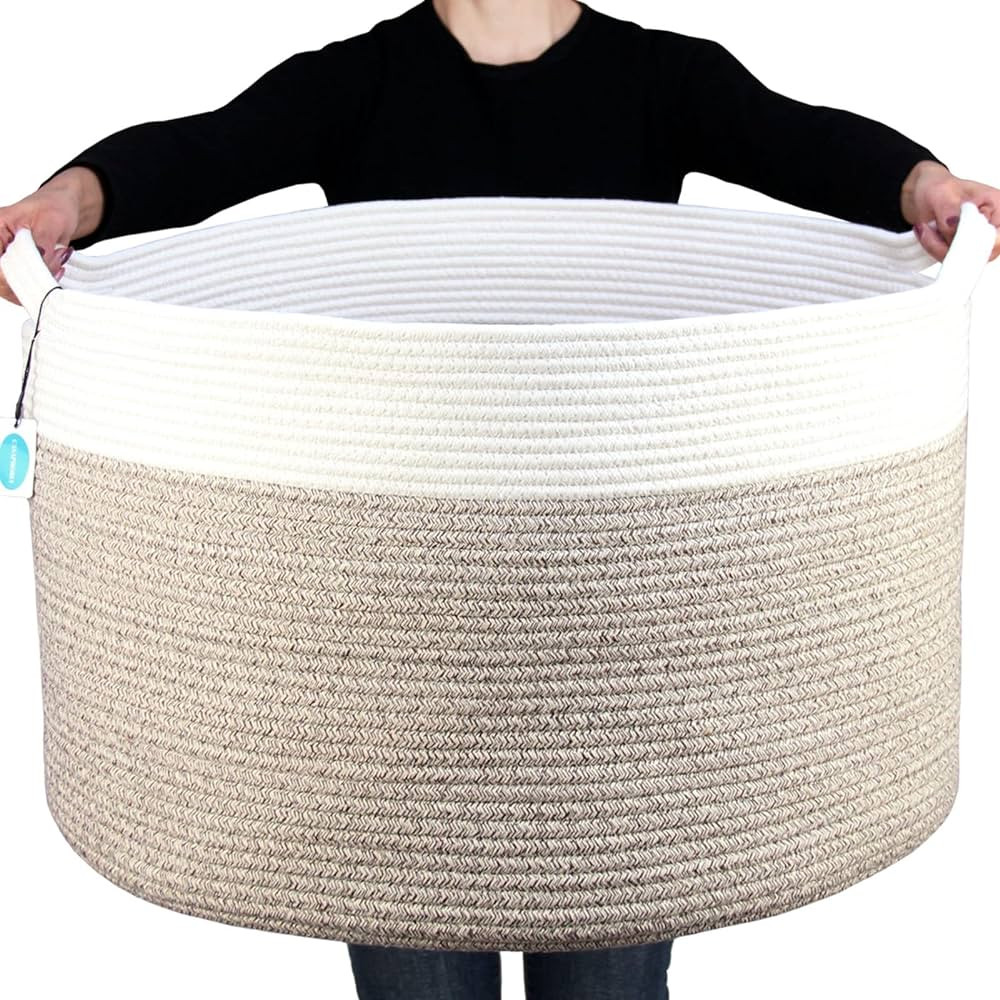 Casaphoria XXXLarge Cotton Rope Basket for Living Room - Woven Storage Basket with Handle for Bla... | Amazon (US)