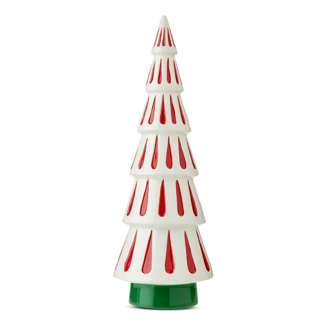 Red and White Ceramic Tree Tabletop Christmas Decoration, by Holiday Time | Walmart (US)