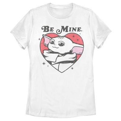 Women's Star Wars The Mandalorian Valentine's Day Grogu Be Mine  T-Shirt - White - 2X Large | Target