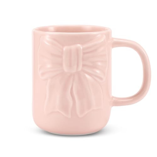 Reallnaive Bow Coffee Mug Coquette Ceramic Bow Mug 13 oz Charming Pink Coquette Cups with Handle Porcelain Coffee Cups for Women Birthday Decor Valentine Christmas Thanksgiving Day Gifts | Amazon (US)