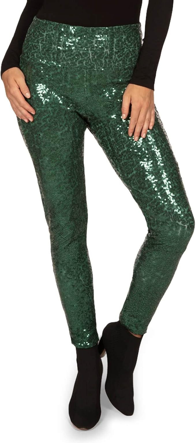 Tipsy Elves Shiny Sequin Leggings for Women for Holiday Outfits and Beyond | Amazon (US)