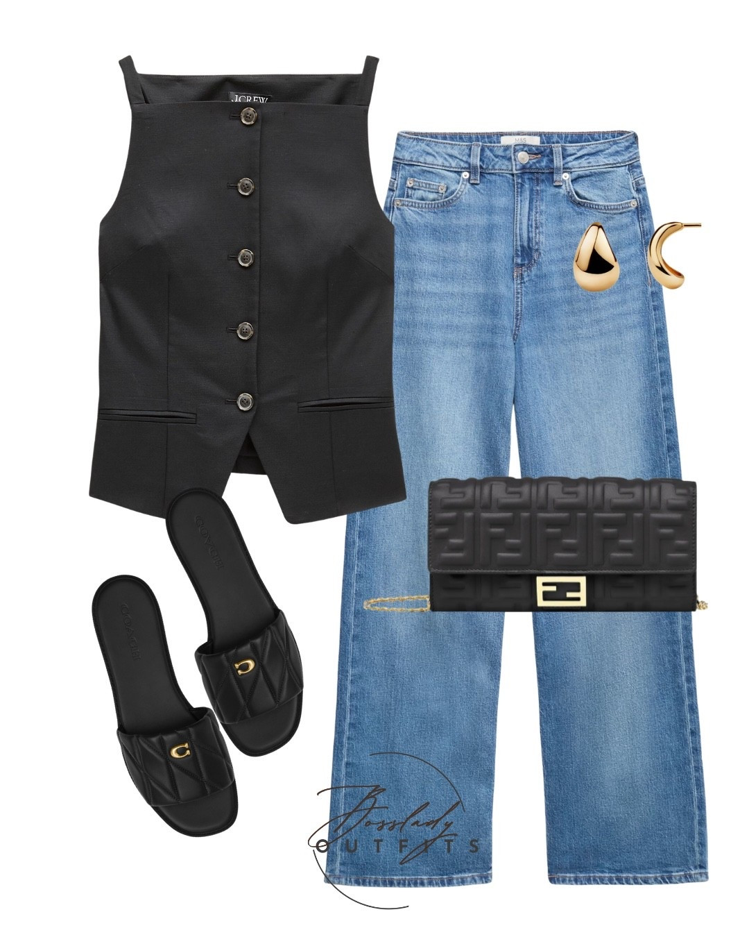 Elevated Everyday Casual ✨

Finding the perfect balance between polished and relaxed! Pairing a tailored black vest top with classic light-wash wide-leg denim instantly elevates your everyday style. I added some texture with these quilted slides and a statement embossed chain wallet, then finished it off with chunky gold teardrops for that effortless chic vibe. 🖤👖 


#LTKshoes #LTKsummer #LTKstyletip