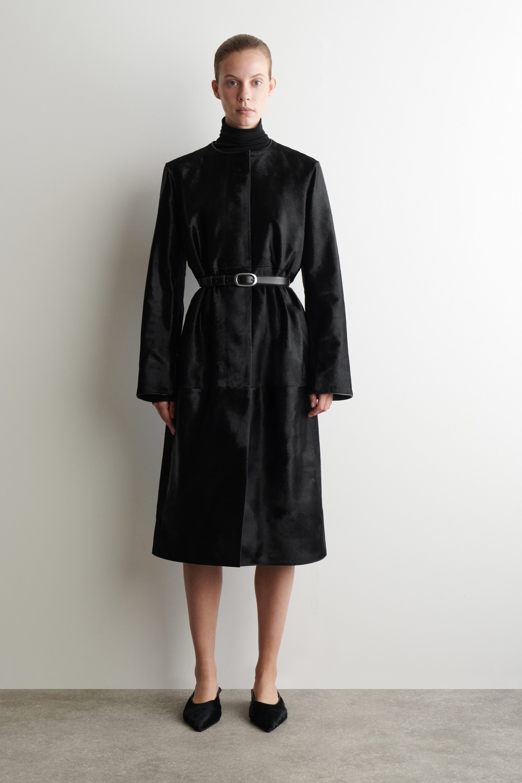 PONY-HAIR LEATHER COAT - CARBON | COS AU | COS (AU)