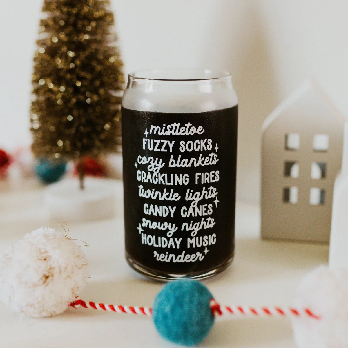 Christmas Favorites Can Glass | Sweet Mint Handmade Goods