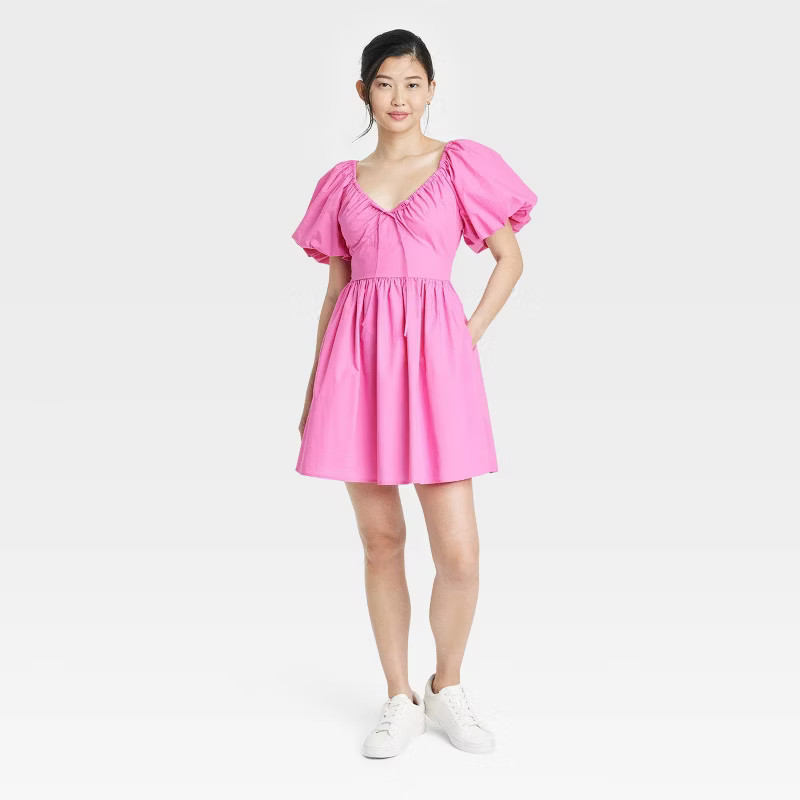 Women's Puff Short Sleeve Dress - A New Day™ | Target