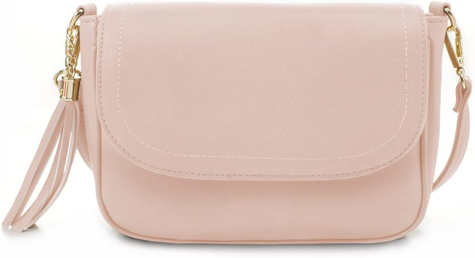 EVVE Bolsos cruzados pequeños para mujer, monederos de moda con solapa y borla de cuero vegano b... | Amazon (US)