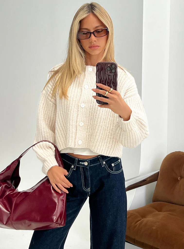 Hadly Knit Cardigan Cream | Princess Polly US