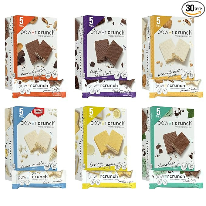 Power Crunch Whey Protein Bars, Variety Pack, in 6 Flavors 1.4 Ounce Bars (30 Count). High Protei... | Amazon (US)