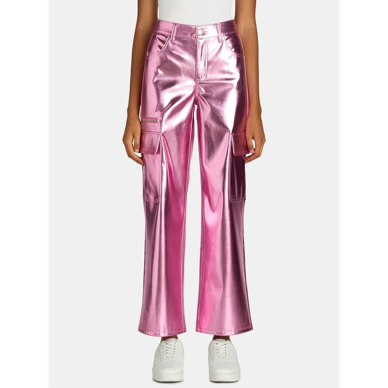No Boundaries High Rise Metallic Cargo Pants, 30.5" Inseam, Women's - Walmart.com | Walmart (US)