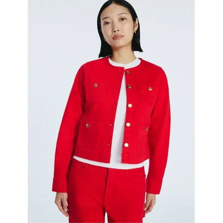 Free Assembly Women s Collarless Denim Jacket Sizes XS-XXL | Walmart (US)