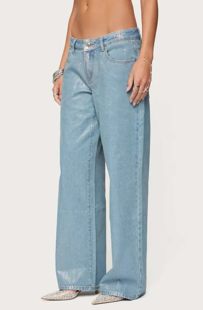 Jenney Shiny Wide Leg Jeans | Nordstrom