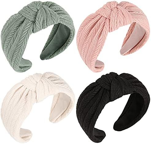 Huachi Knotted Headbands for Women Girls Wide Turban Hair Bands Non Slip Top Knot Design Womens Head | Amazon (US)