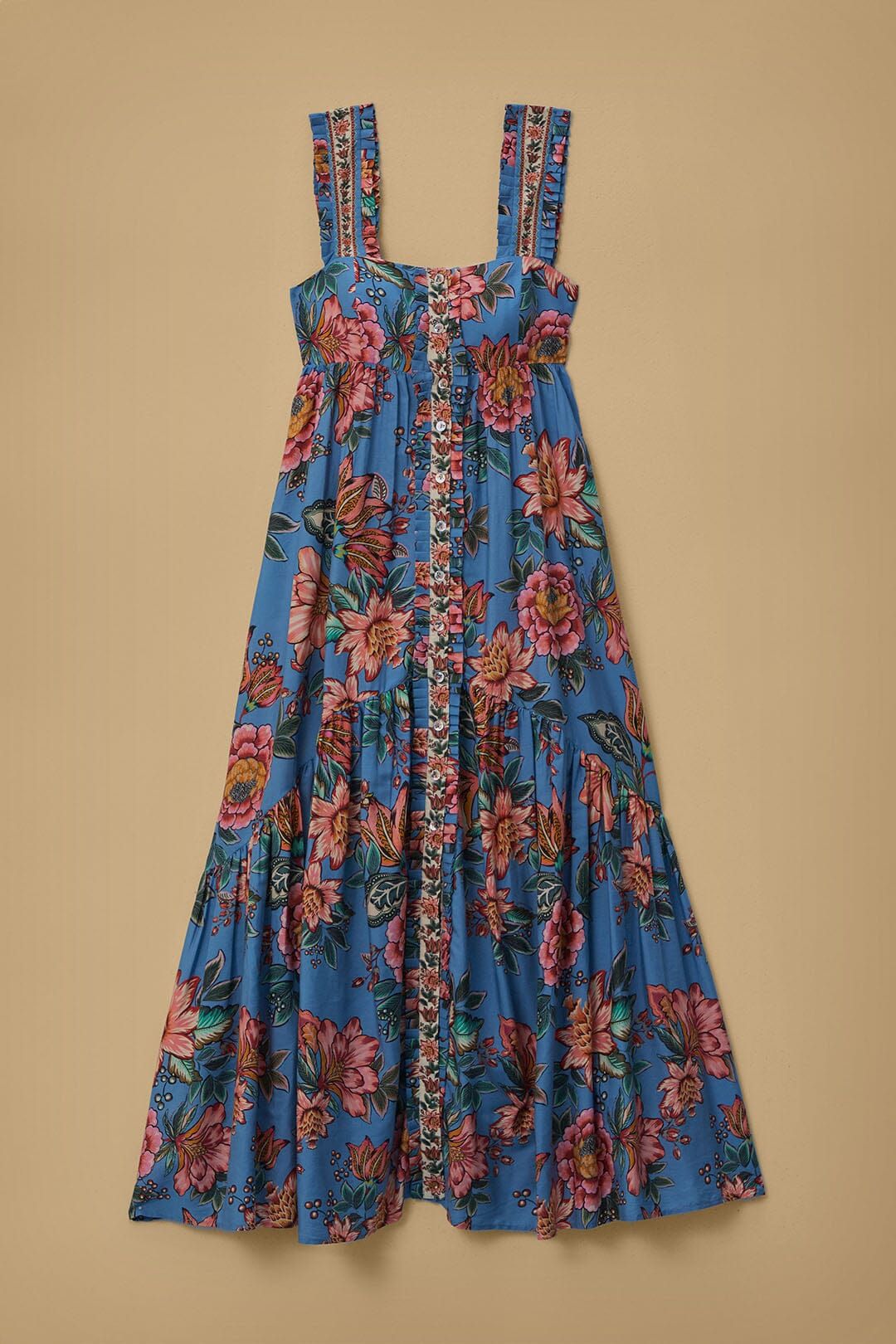 Blue Wonderful Bouquet Sleeveless Maxi Dress | FarmRio