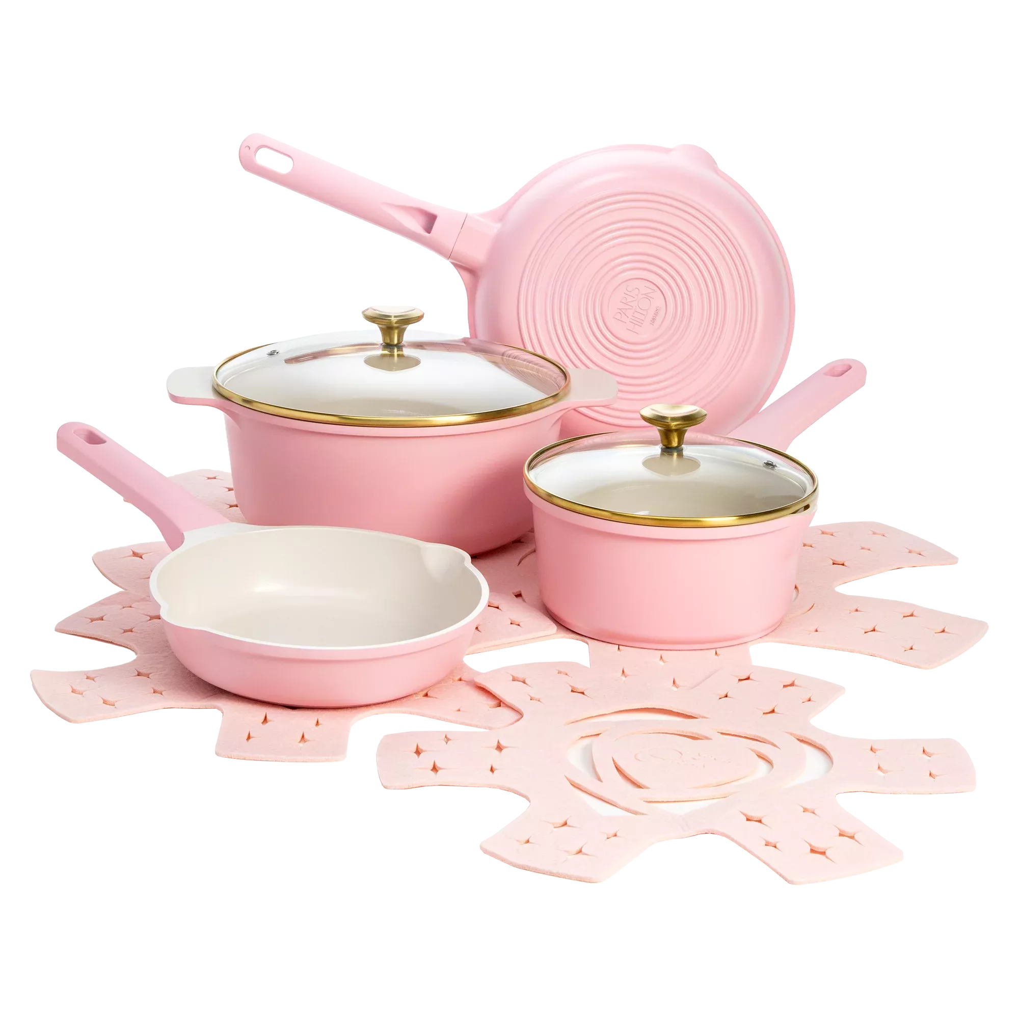 Paris Hilton 7-Piece Cooking Utensils Set, Silicone and Stainless Steel,  Pink 