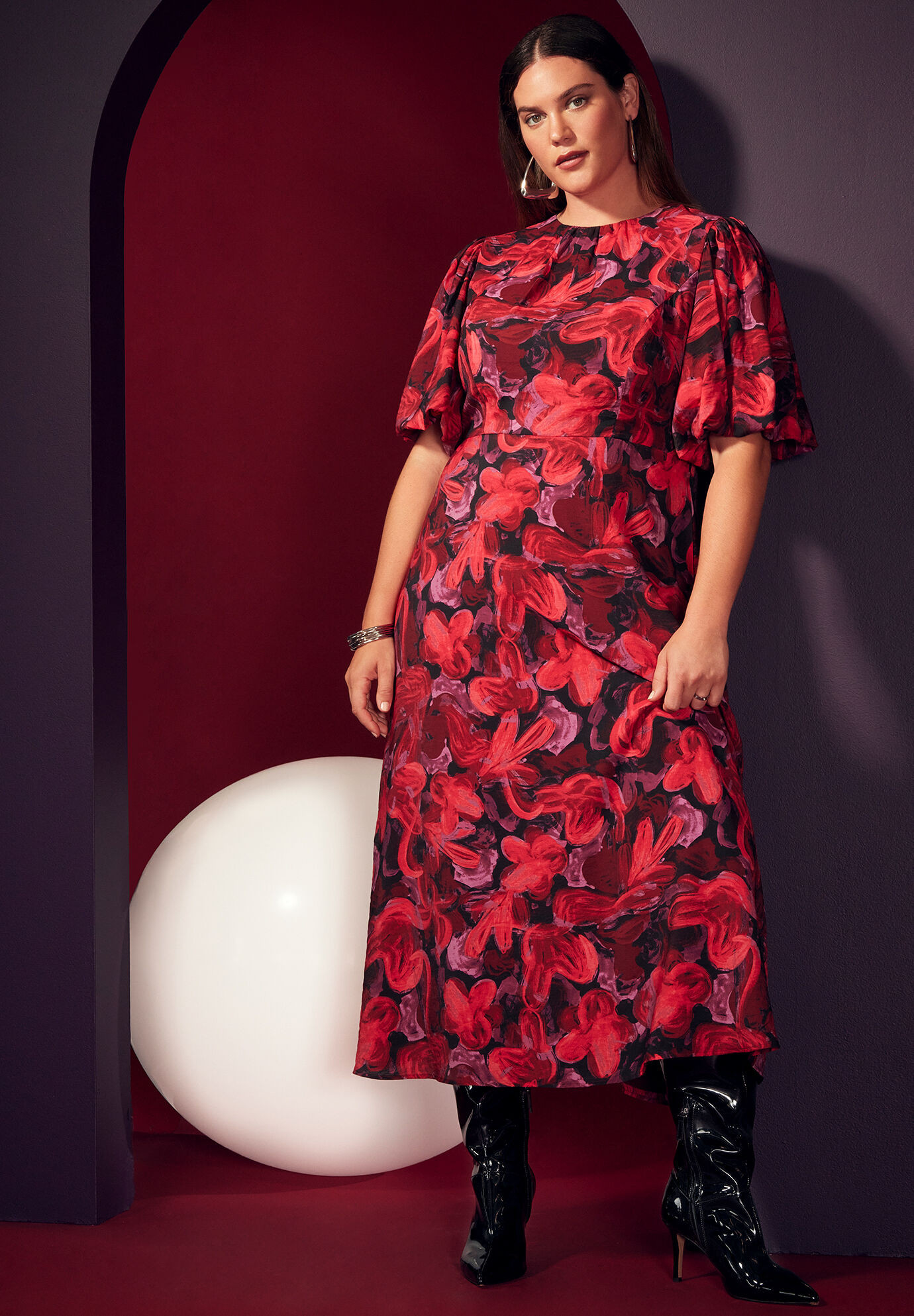 Puff Sleeve Fitted Dress | Eloquii