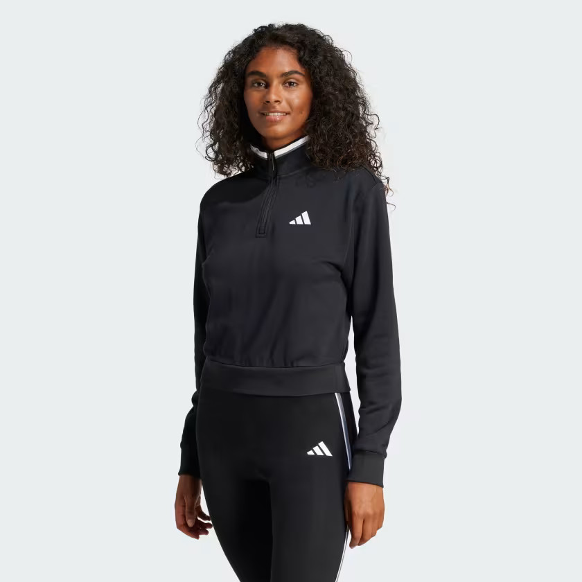 Essentials Color Pop French Terry Crop Quarter-Zip Track Jacket | adidas (US)