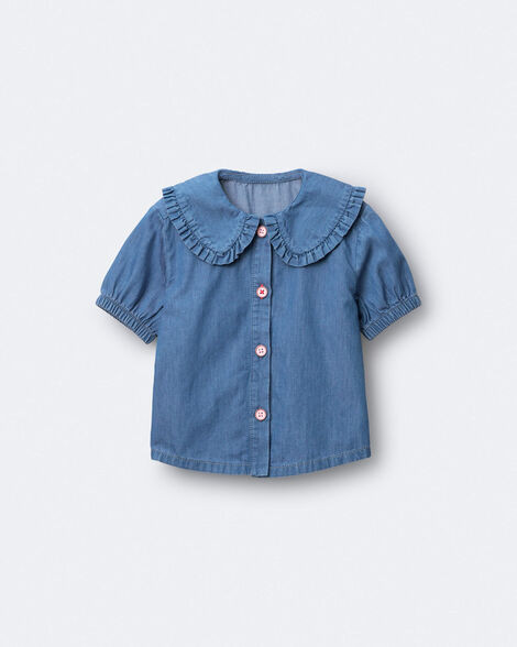Toddler Girl Peter Pan Collar Top in Chambray - Otter Avenue | Carter's | Carter's Inc