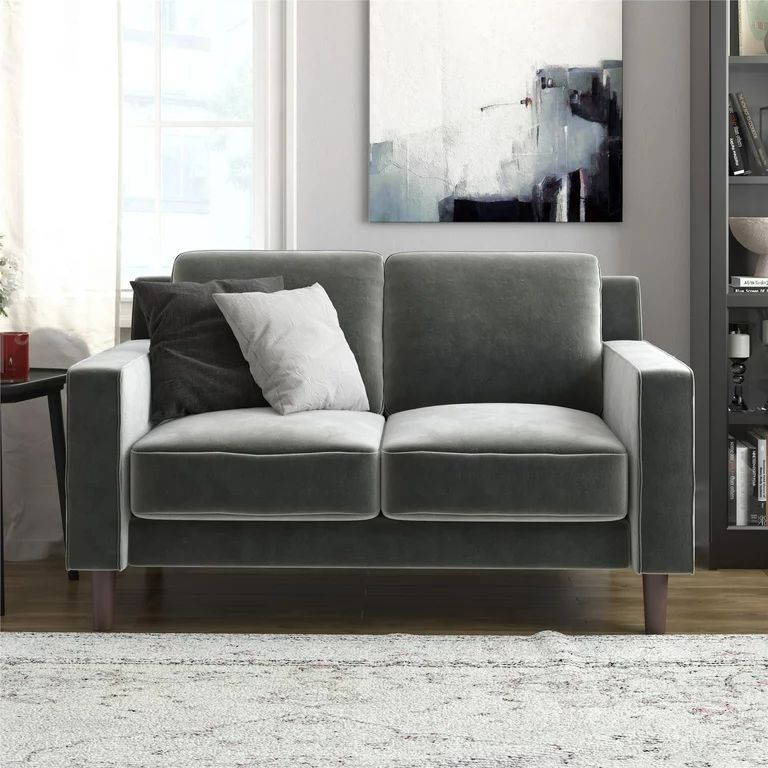 DHP Bryanna Loveseat 2 Seater Sofa , Gray Velvet | Walmart (US)