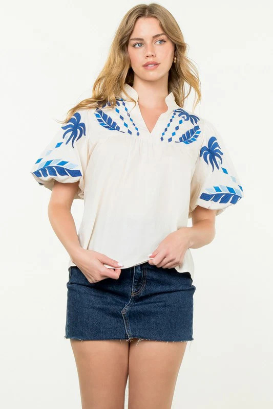 THML Blue Palms Top XS | The Collection TX 