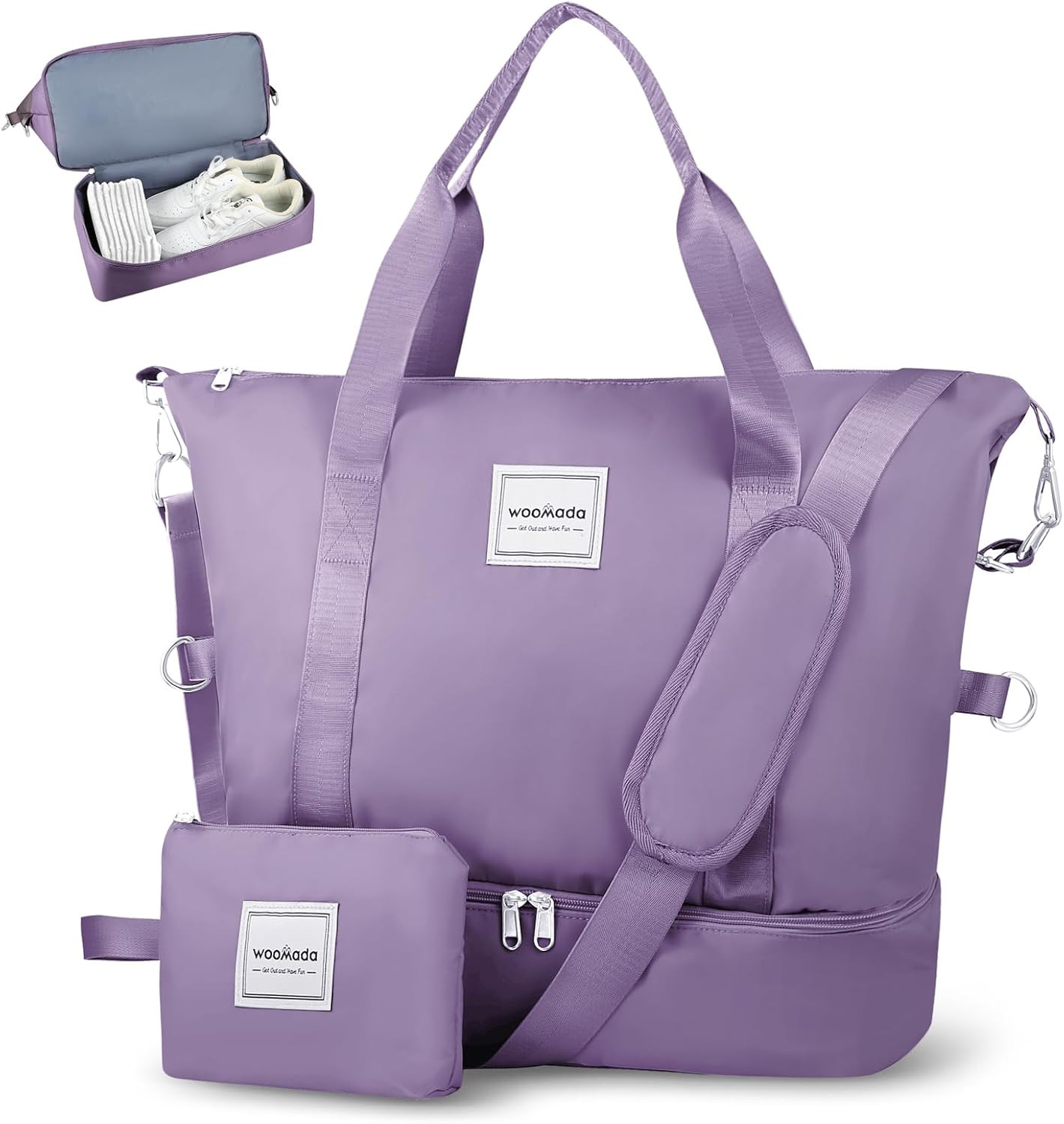 WOOMADA Weekender Bag for Women, Travel Duffel Bags with Shoe Compartment & Wet Pocket, Personal Item Bag for Airlines | Amazon (US)