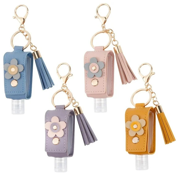 4Pcs Hand Sanitizer Keychain, Portable Leather Empty Bottles, 30ml Squeeze Bottle Refillable Cont... | Walmart (US)