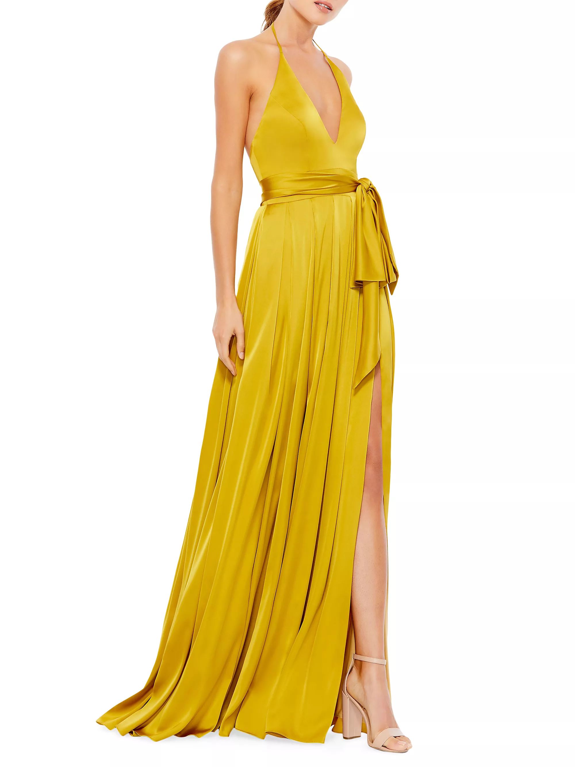 Ieena Pleated Satin Tie-Waist Gown | Saks Fifth Avenue