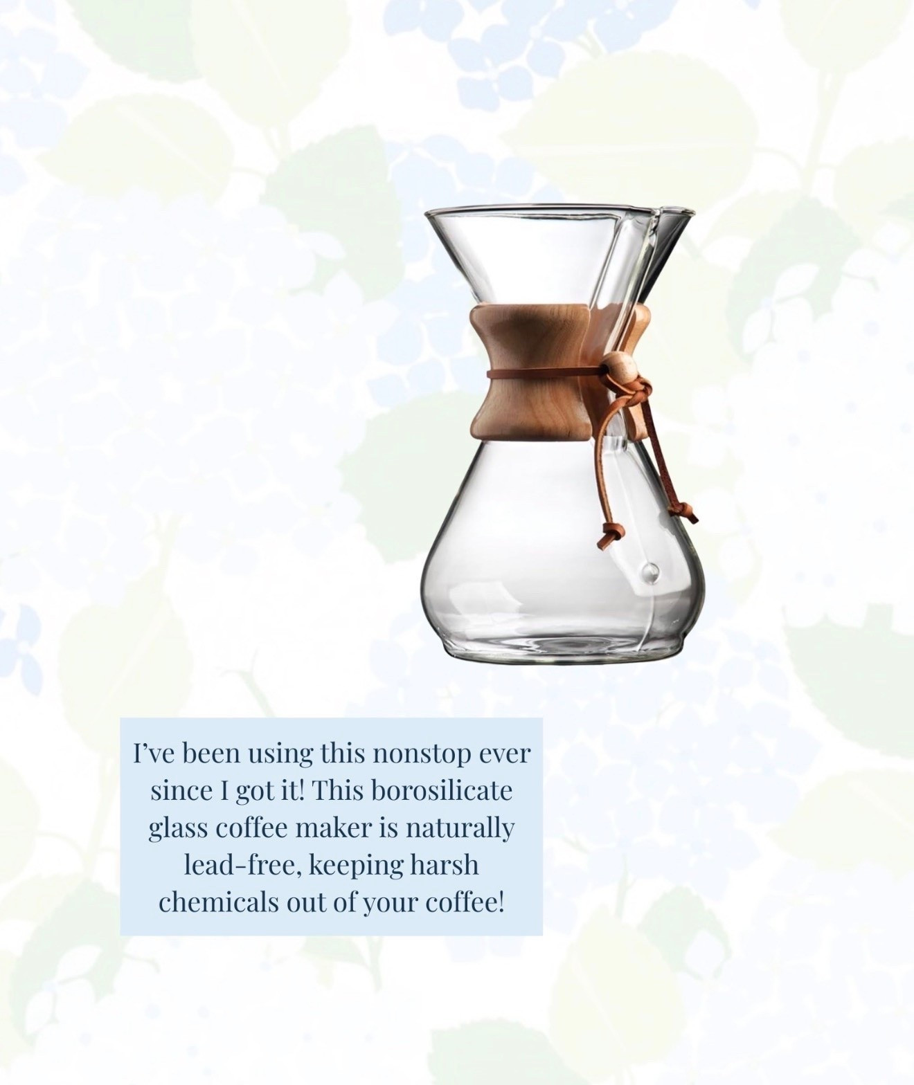 Switch to a low tox coffee maker! The borosilicate glass keeps harsh chemicals and plastics out of your coffee!

#LTKselfcare #LTKHome