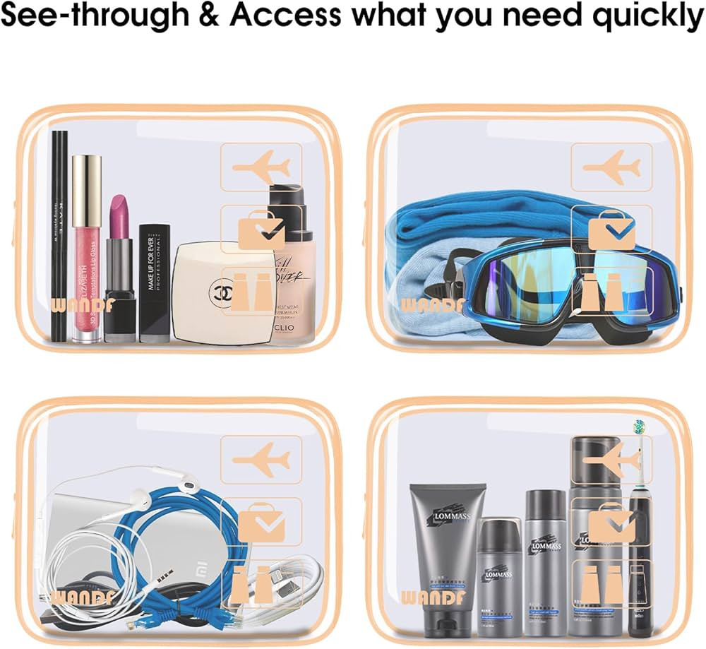 TSA Approved Clear Travel Toiletry Bag wih Zippers Carry-on Travel Accessories Quart Size Toiletr... | Amazon (US)