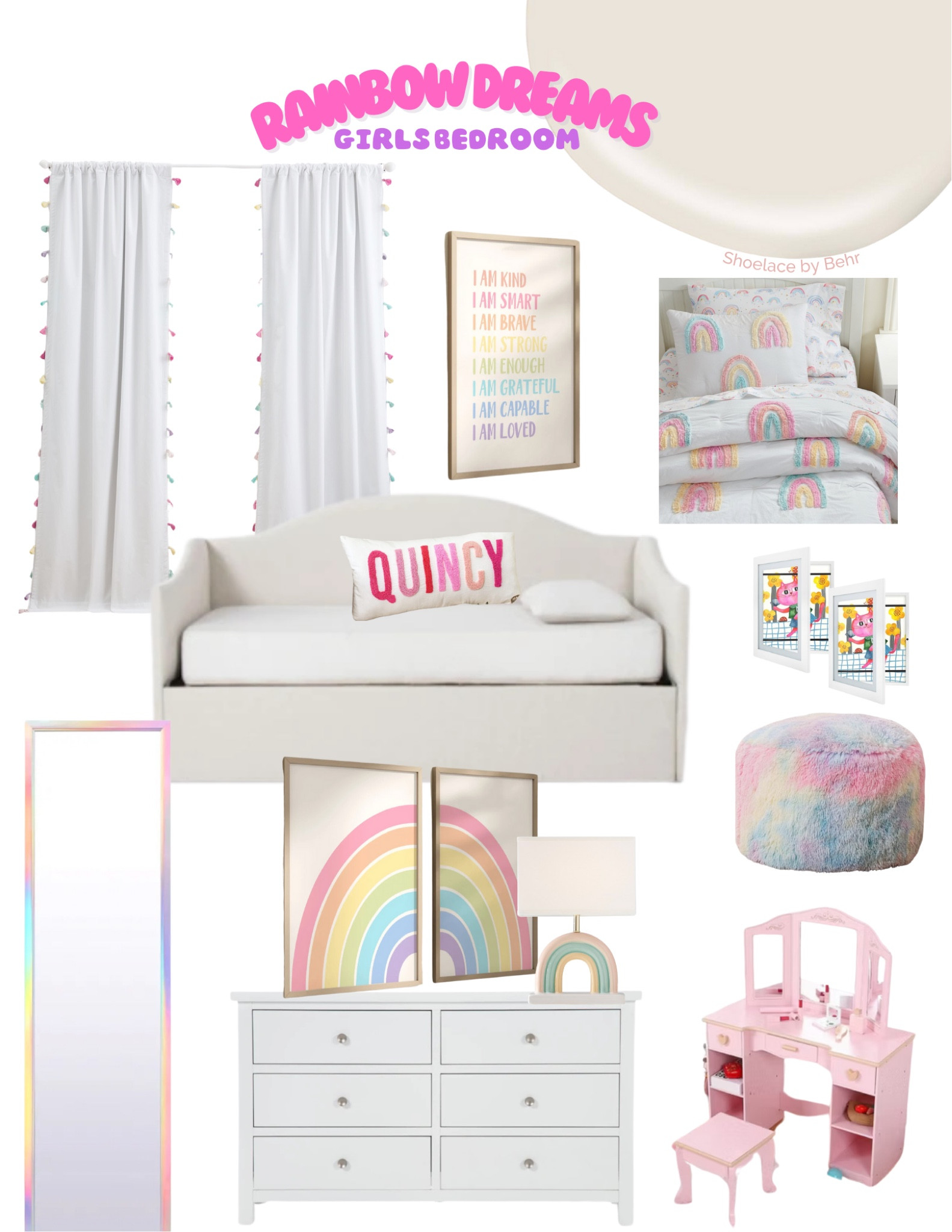 Rainbow Dreams Bedroom was created for 5 year old Olivia who is obsessed with rainbows  

#LTKKids #LTKHome #LTKGiftGuide