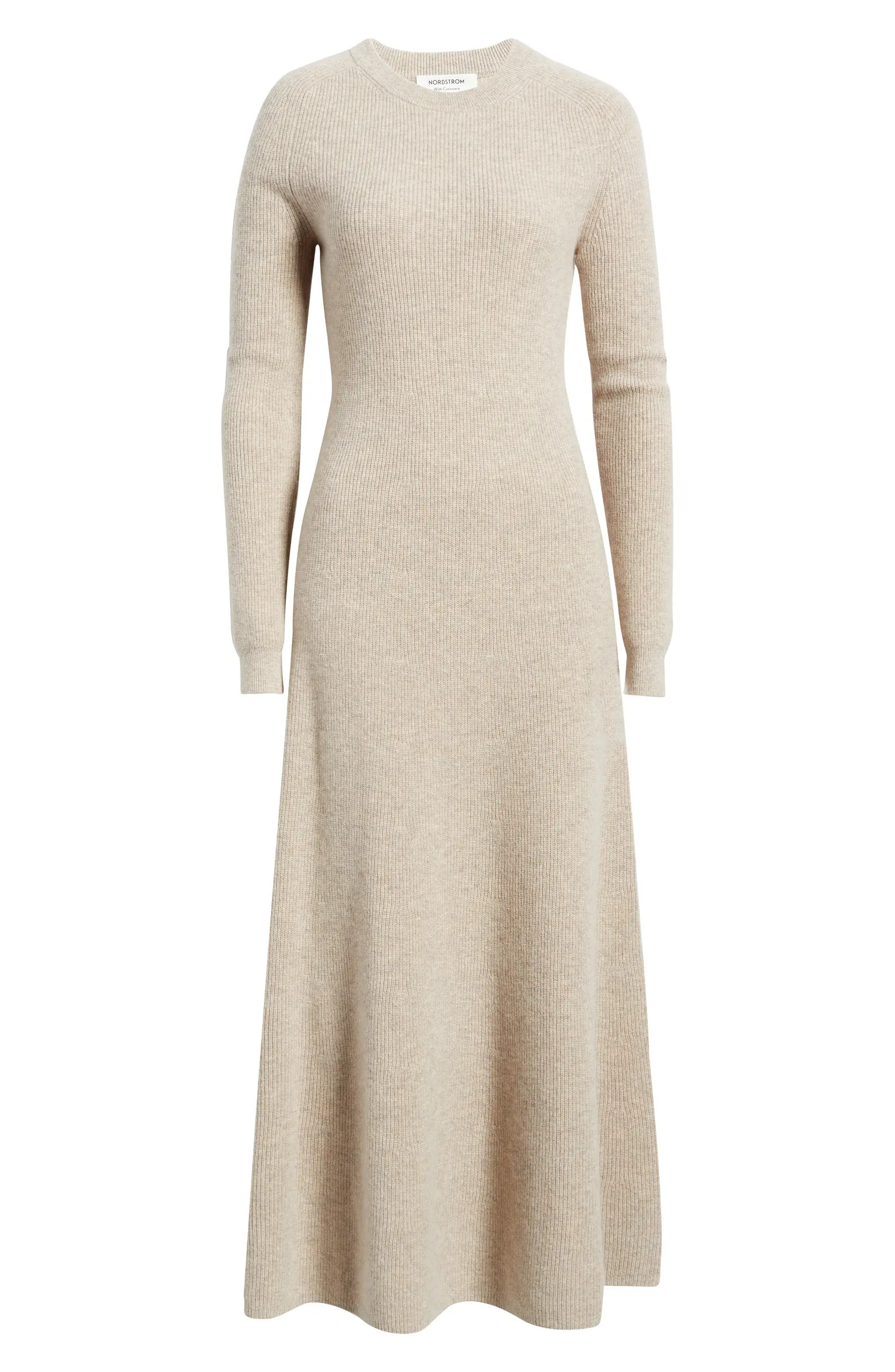 Long Sleeve Wool & Cashmere Rib Maxi Dress | Nordstrom