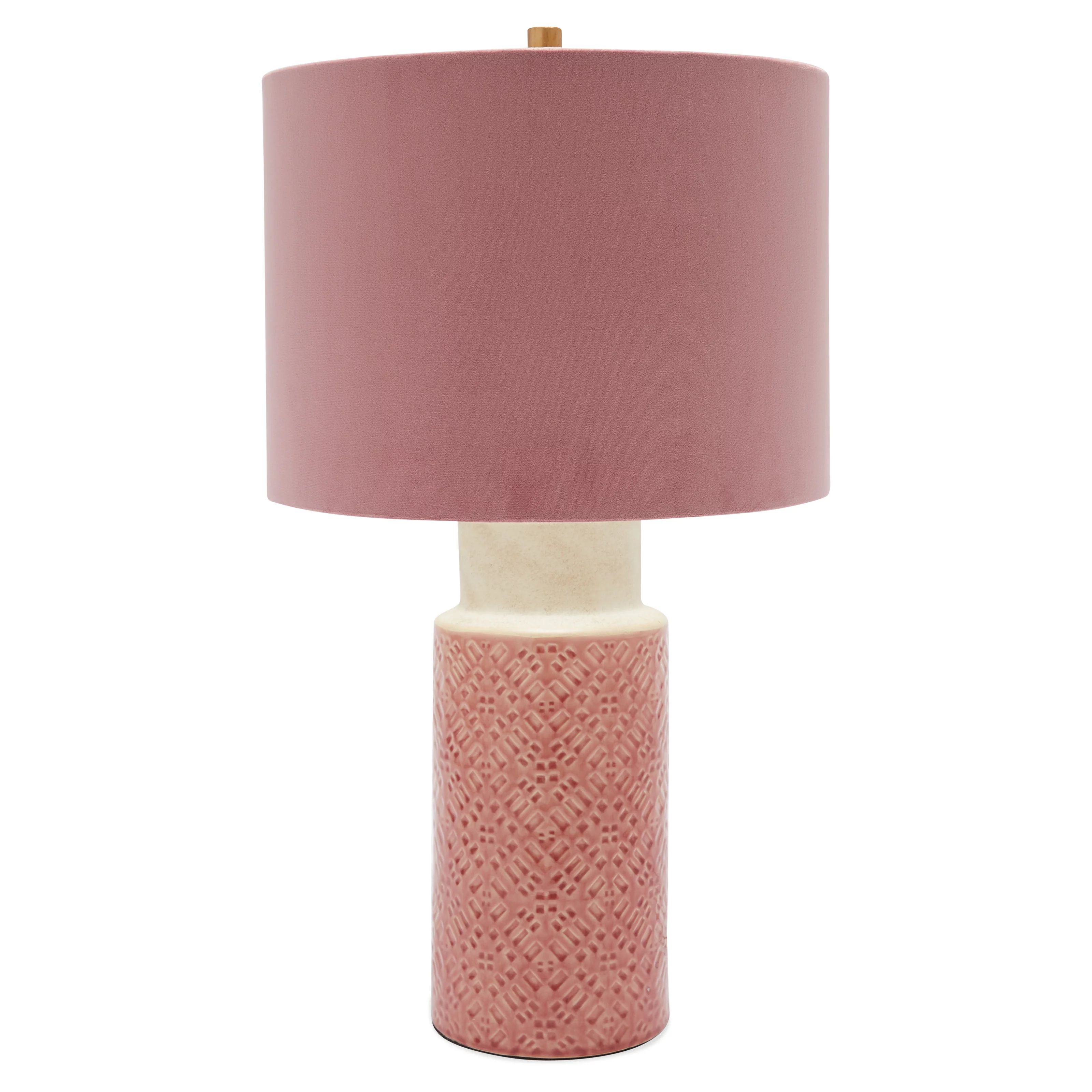 Ceramic Pink Table Lamp with Russian Rose Velvet Shade by Drew Barrymore Flower Home | Walmart (US)