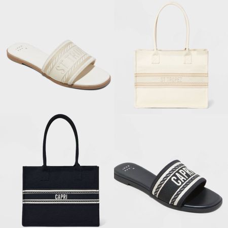 Spring and Summer “ IT “ accessories 
Target finds
Target style
 Black
White
Tote bag
Pool bag
Beach tote
Embroidered 
Capri
St. Tropez
Slide on sandals
Slip on sandals 
Vacation 
What to packk

#LTKtravel #LTKitbag #LTKshoecrush