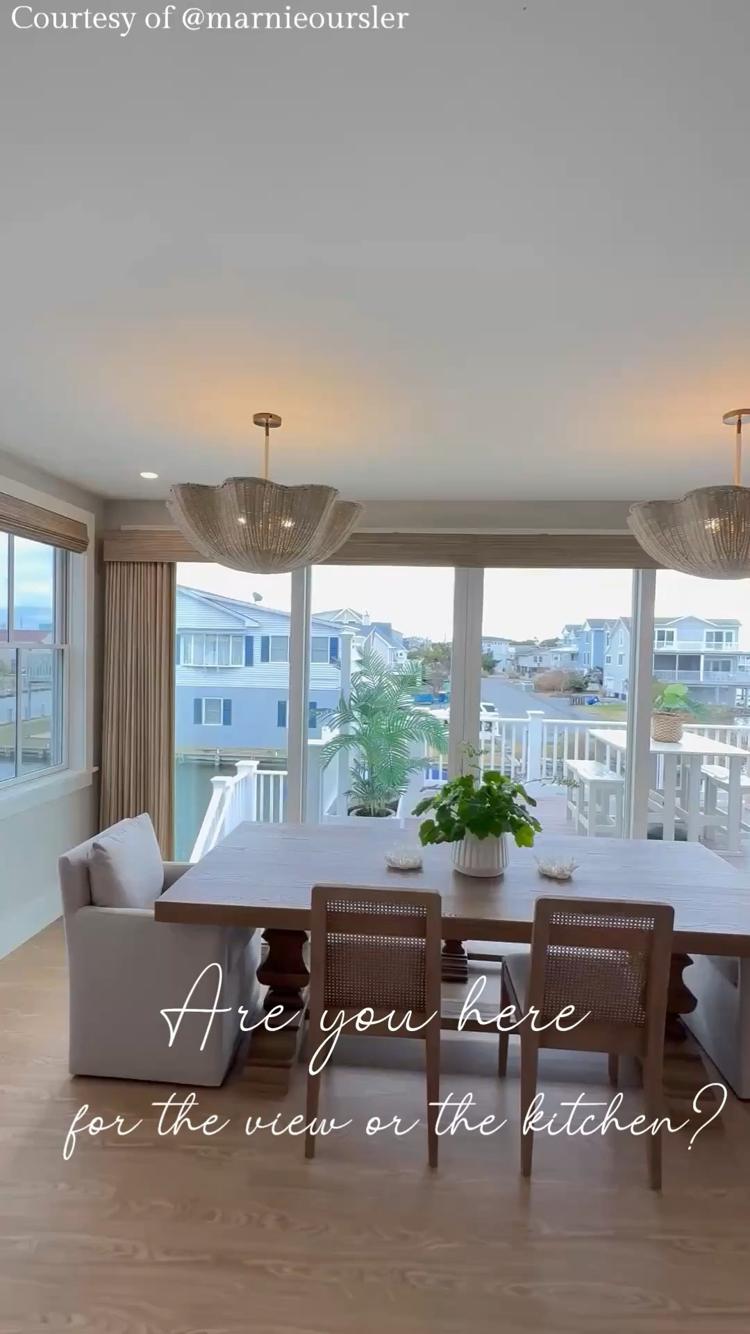 The way this dining room slowly opens into the kitchen is SO beautiful 🌊 Waterfront views, woven lighting, warm woods, layered textures, and the kind of calming coastal atmosphere that instantly slows life down ✨

Everything about this home feels relaxed, timeless, and designed for gathering with family and friends.

Build + Design: @marnieoursler
📷: @danajefferyhoff⁠

🤍 Shop this look on HomeBunch.com
🌊 See my Stories for the direct link

#coastaldiningroom #coastalkitchen #beachhouse #coastalhome

#LTKsummer #LTKsale #LTKhome