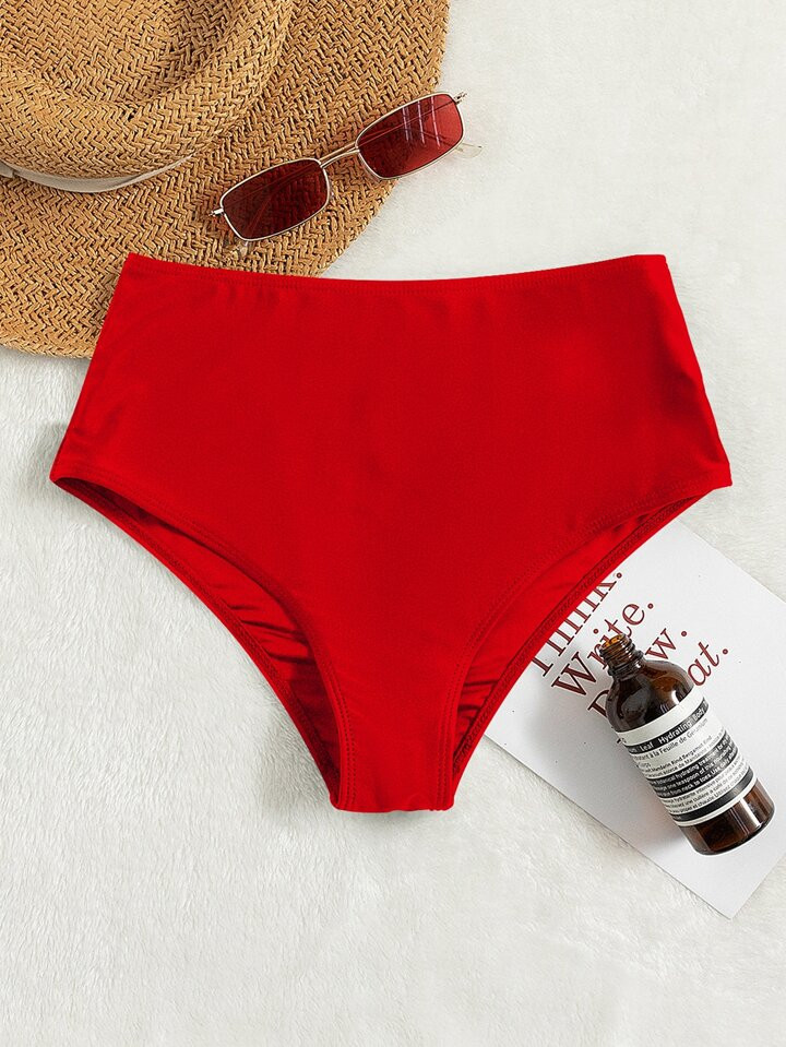 SHEIN Swim Basics Plain High Waisted Bikini Bottom | SHEIN