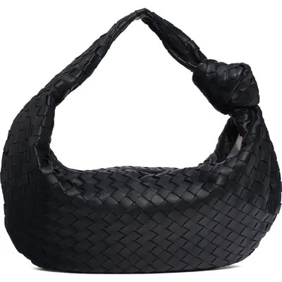 Bottega Veneta BV Jodie Leather Hobo Bag in 8425 Black-Gold at Nordstrom | Nordstrom