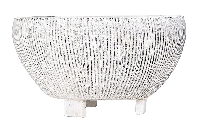 Creative Co-op Small Distressed Cream Footed Terracotta Fluted Texture Planter, 8.25 Inch Round | Amazon (US)