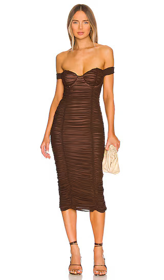 Tabitha Midi Dress in Cappuccino Brown | Revolve Clothing (Global)