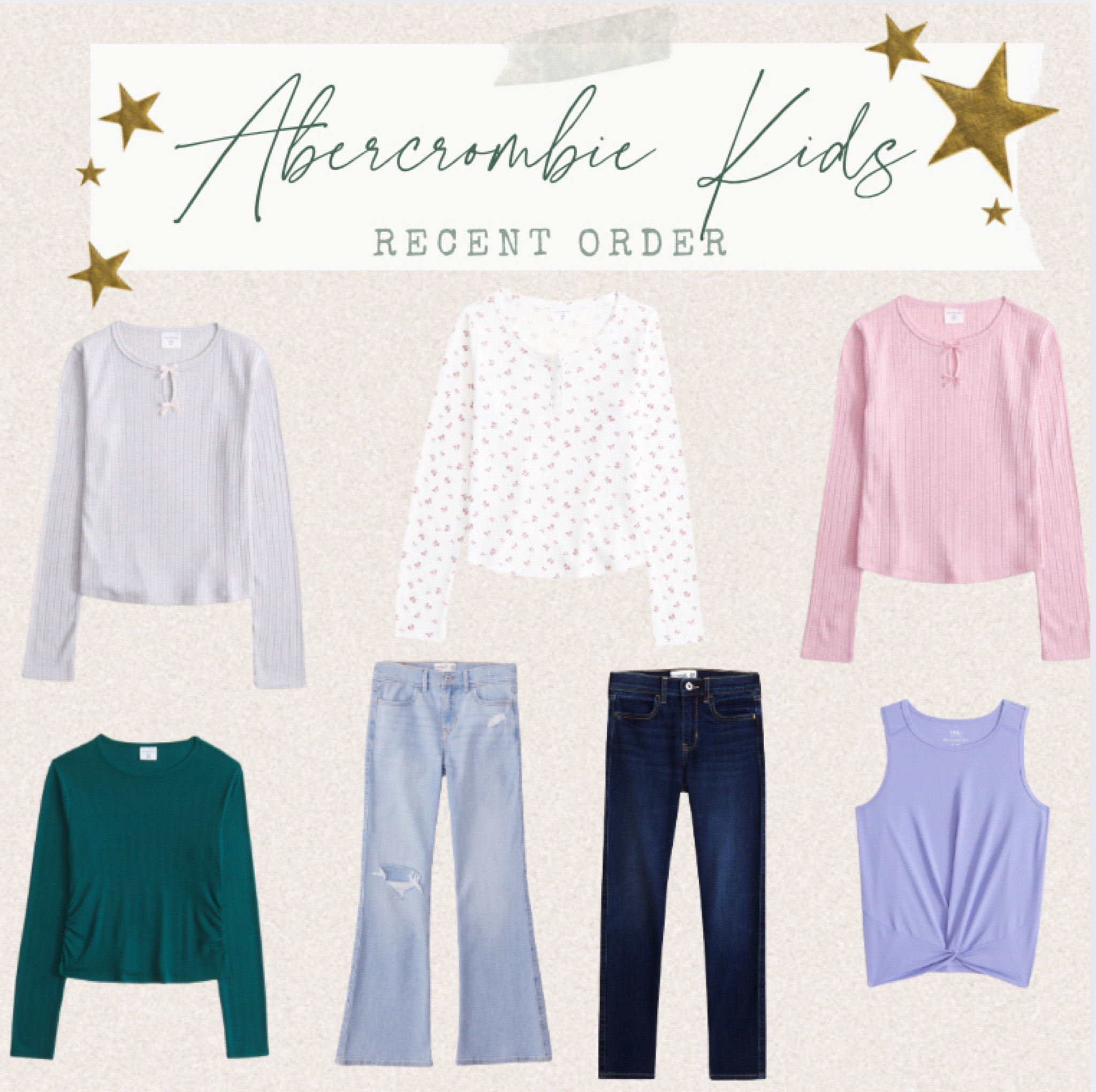 Abercrombie recent sale. Up to 50% off site wide. I’m super excited to try their jeans for Kennedy. And then I grabbed the girls a few basic tops for the chilly months ahead. 

* and a clearance top for that free shipping 🤪




#LTKFindsUnder50 #LTKKids #LTKSeasonal