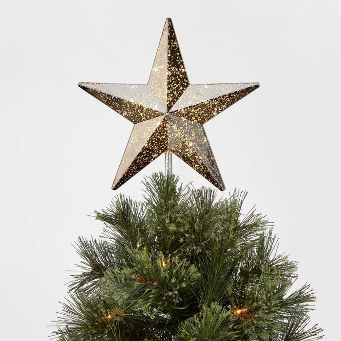 10in Lit Faux Mercury Glass Star Tree Topper Silver - Wondershop™ | Target