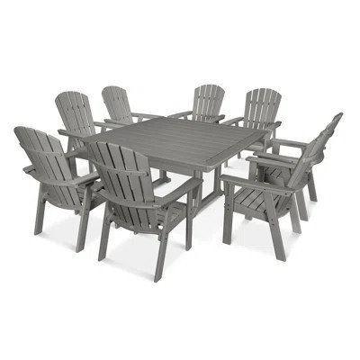 POLYWOOD Nautical Curveback Adirondack Dining Set with Trestle Legs | Wayfair North America
