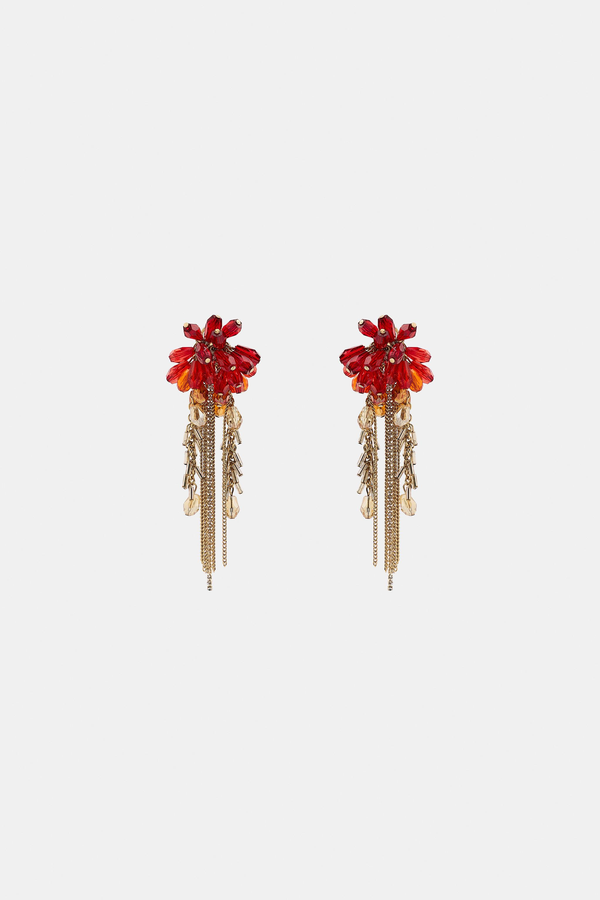 CRYSTAL FRINGE EARRINGS | Zara US