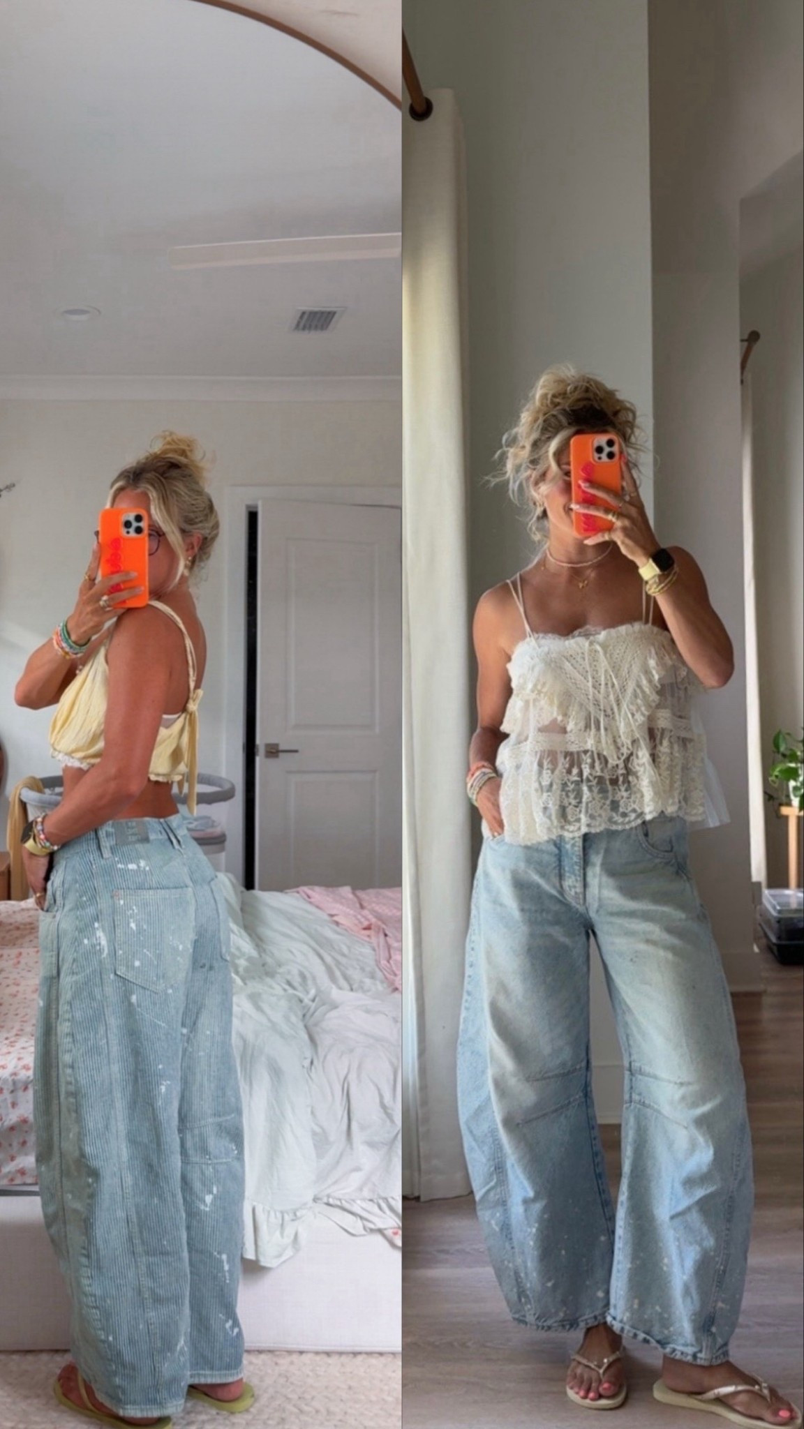 Two of my favorite barrel jean styles! Both from Free People! 🩵

#LTKStyleTip #LTKTravel #LTKSeasonal