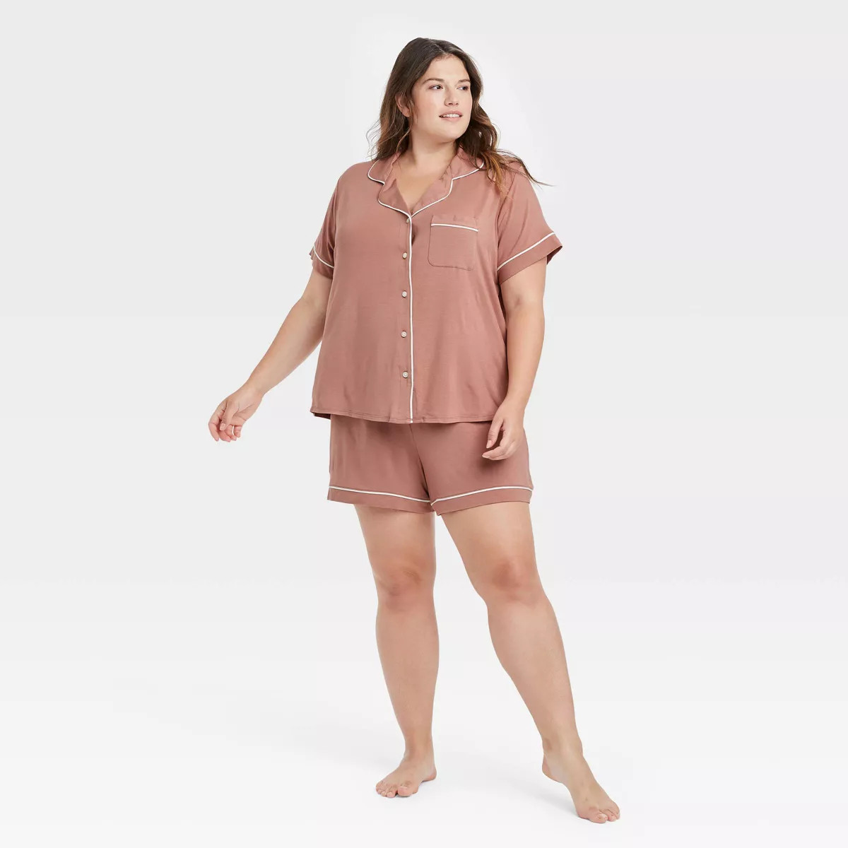 Women's Beautifully Soft Short Sleeve Notch Collar Top and Shorts Pajama Set - Stars Above™ | Target