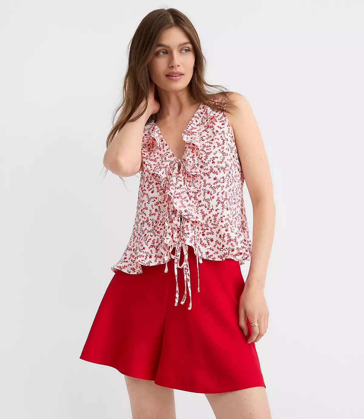 Floral Ruffle Bow Top | LOFT