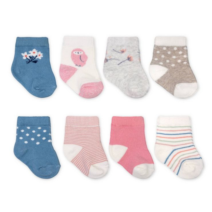Carter's Just One You®️ Baby 8pk Owl Crew Socks Green/Pink | Target
