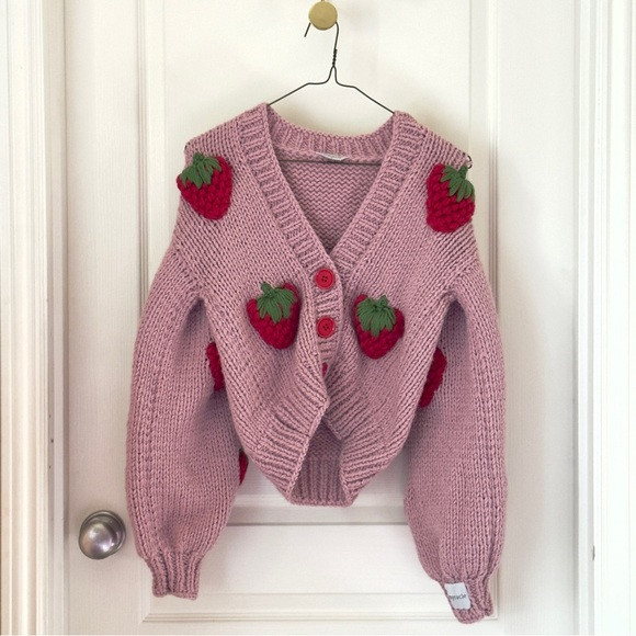 Myracle Red Strawberry Cardigan - Size Small | Poshmark