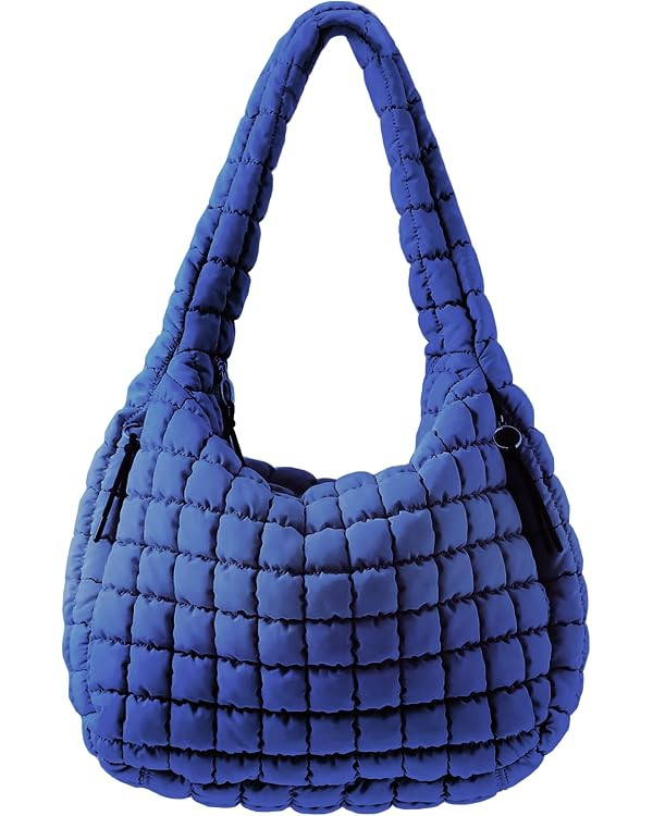 Puffer Quilted Shoulder Bag for Women Padding Shoulder Bag Puffy Hobo Bag Trendy Tote Bag 2025 | Amazon (US)