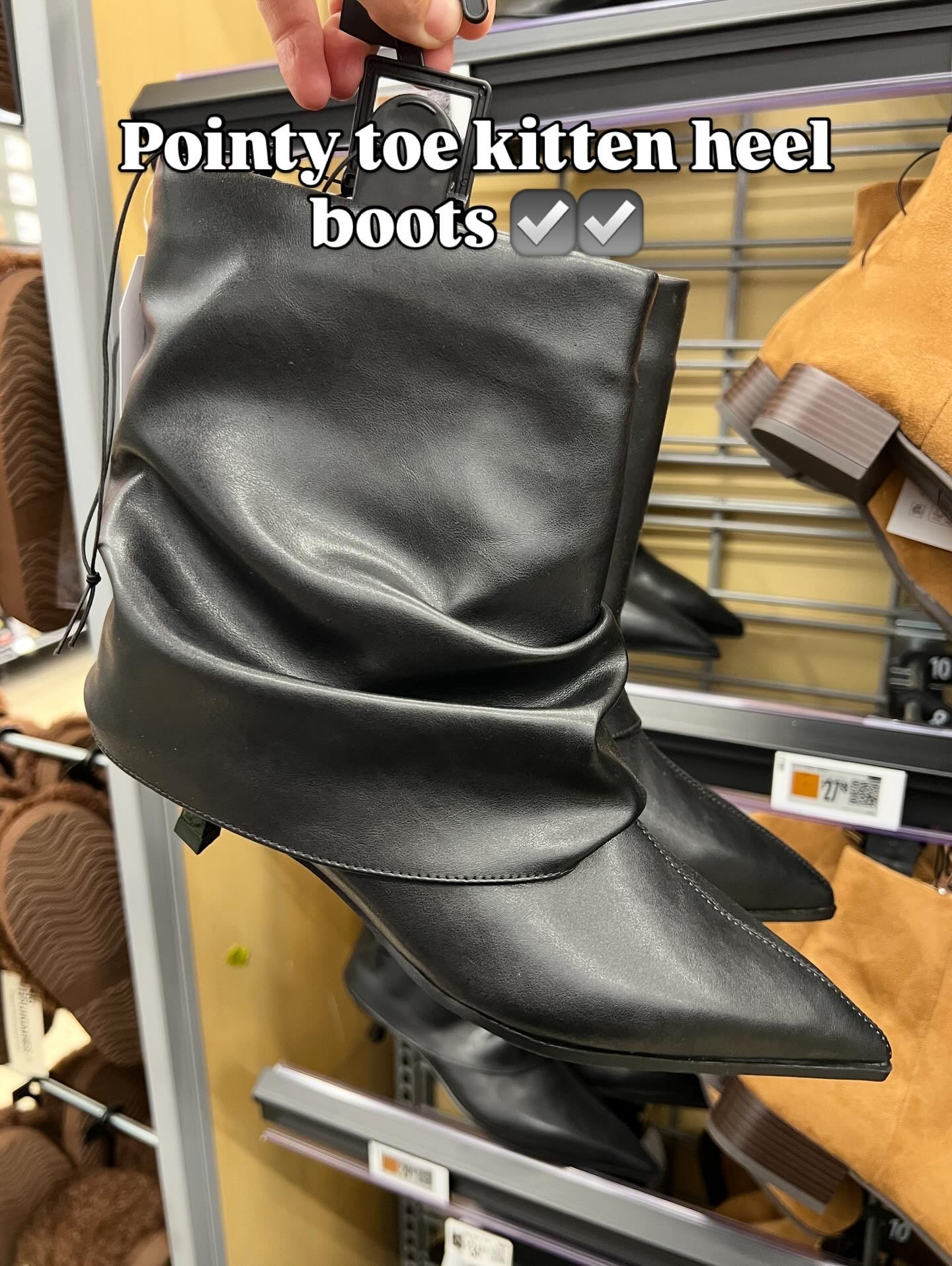 Walmart pointy toe kitten heel slouch ankle boots, wear with wide leg pants, skirts or dresses. #walmartfashion #walmartfinds 

#LTKFindsUnder50 #LTKFindsUnder100 #LTKOver40